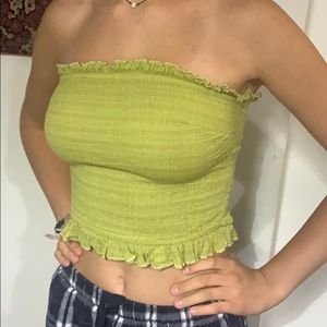green bandeau crop top